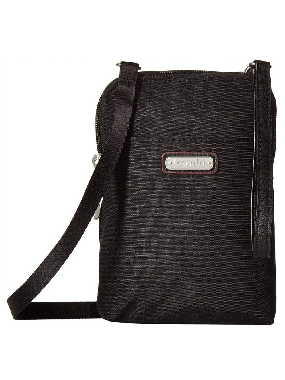 Baggallini Take Two RFID Bryant Crossbody Bag Black Cheetah Water Resistant New